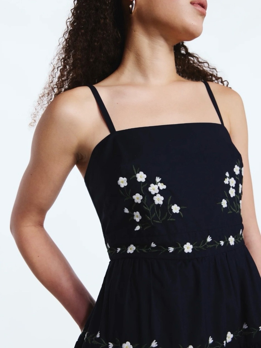 NWT! Free Assembly Floral Embroidered Midi Dress in Deepest Navy. Small. - Picture 2 of 7